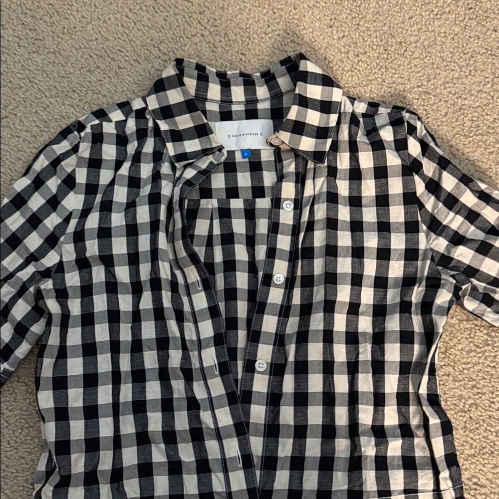 Solid + Striped Gingham Romper Sz Small - image 6